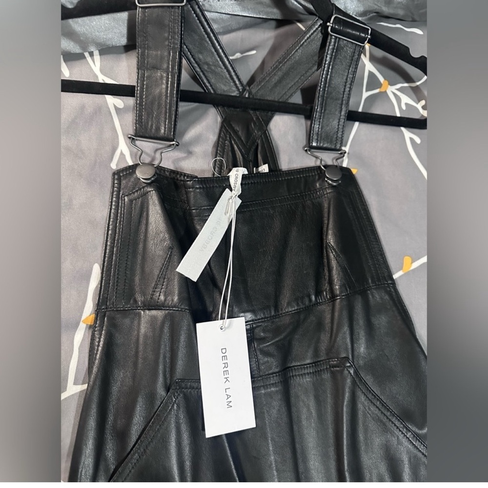 Derek Lam Black Leather Overalls